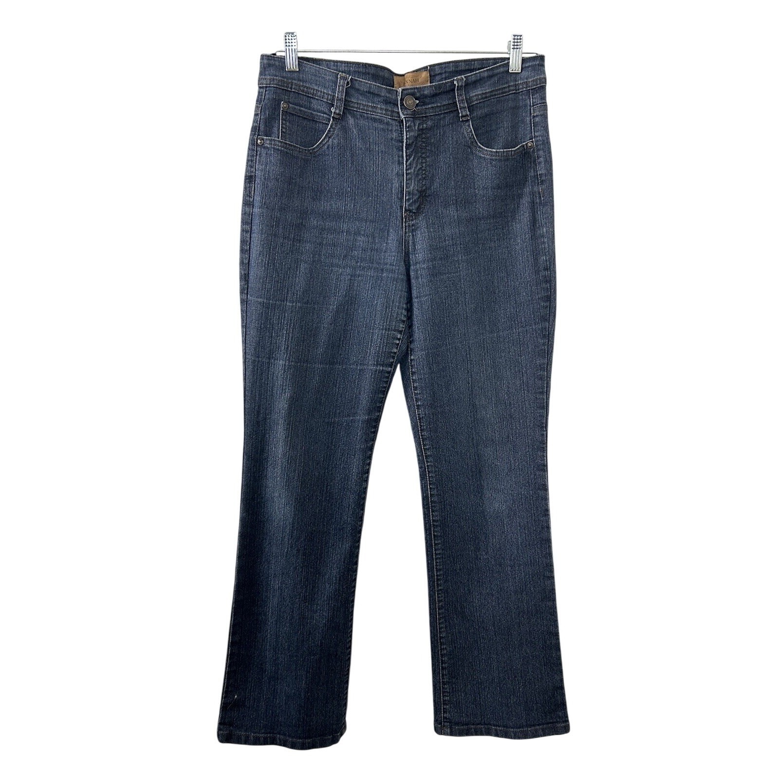 Hannah Dark Wash Denim Bootcut Jeans 12 Blue High Rise Classic Minimalist Indigo